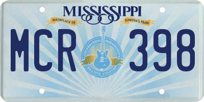 MS license plate MCR398