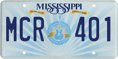 MS license plate MCR401