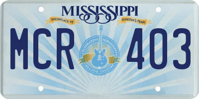 MS license plate MCR403