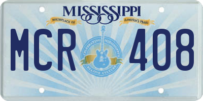 MS license plate MCR408