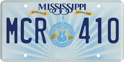 MS license plate MCR410