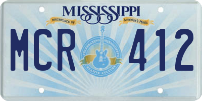 MS license plate MCR412