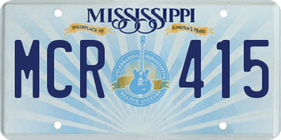 MS license plate MCR415