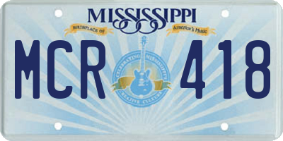 MS license plate MCR418
