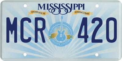 MS license plate MCR420