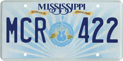 MS license plate MCR422