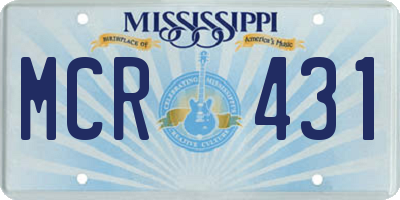 MS license plate MCR431