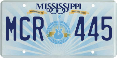 MS license plate MCR445