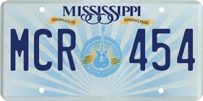 MS license plate MCR454