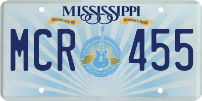 MS license plate MCR455