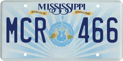 MS license plate MCR466
