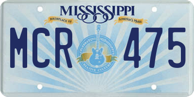 MS license plate MCR475