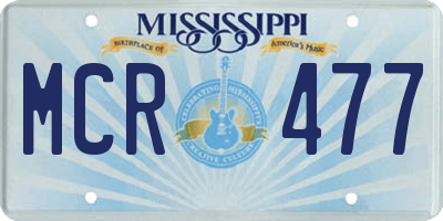 MS license plate MCR477