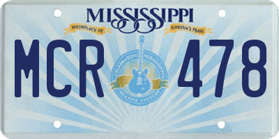 MS license plate MCR478