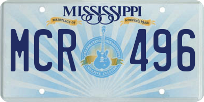 MS license plate MCR496