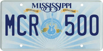 MS license plate MCR500