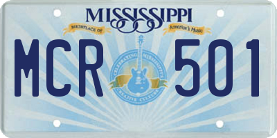 MS license plate MCR501
