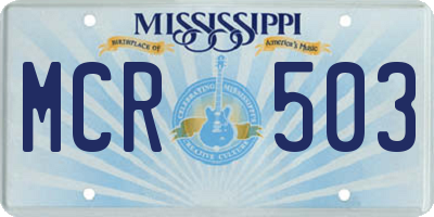 MS license plate MCR503