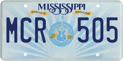 MS license plate MCR505