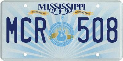 MS license plate MCR508