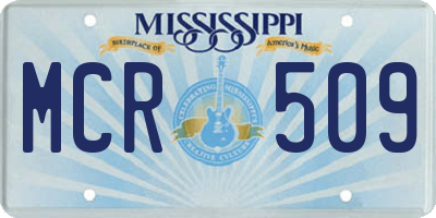 MS license plate MCR509