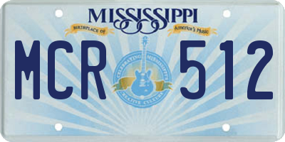MS license plate MCR512