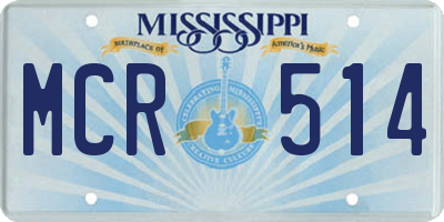 MS license plate MCR514