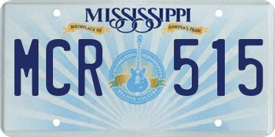 MS license plate MCR515