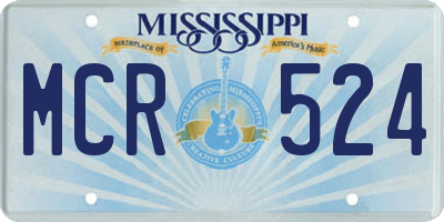 MS license plate MCR524
