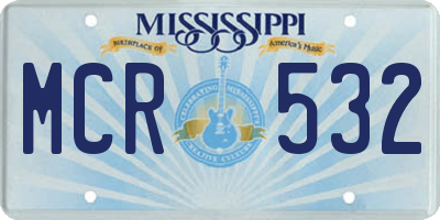 MS license plate MCR532
