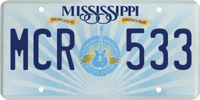 MS license plate MCR533