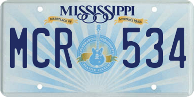 MS license plate MCR534