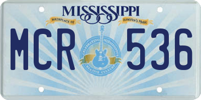MS license plate MCR536