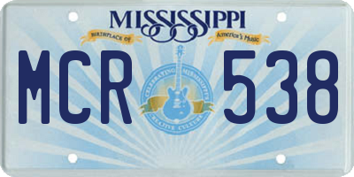 MS license plate MCR538