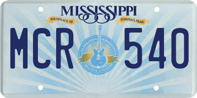 MS license plate MCR540
