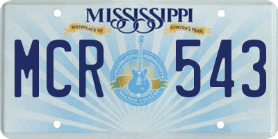MS license plate MCR543