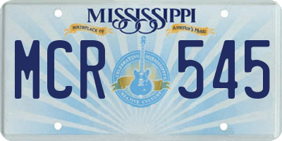 MS license plate MCR545