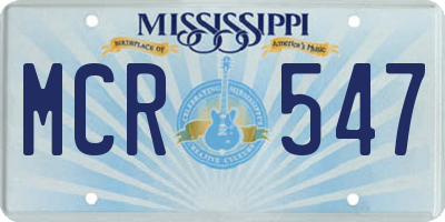 MS license plate MCR547