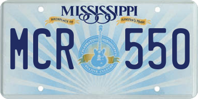 MS license plate MCR550
