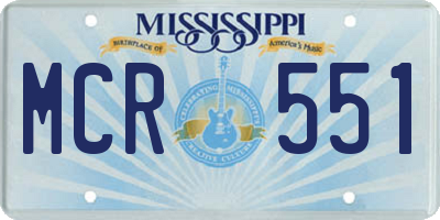 MS license plate MCR551
