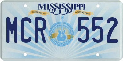 MS license plate MCR552