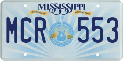 MS license plate MCR553