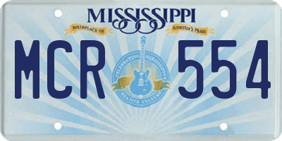 MS license plate MCR554