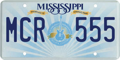 MS license plate MCR555