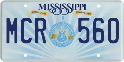 MS license plate MCR560