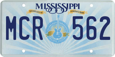 MS license plate MCR562