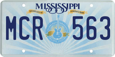 MS license plate MCR563