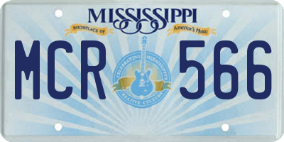MS license plate MCR566