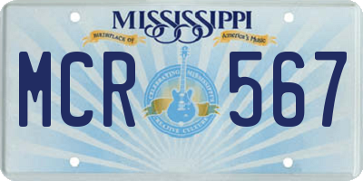 MS license plate MCR567