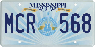 MS license plate MCR568